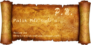 Palik Mátyás névjegykártya